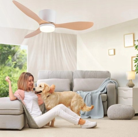 Duży Wentylator Sufitowy 105Cm Z Led, 3 Barwy Światła, Pilot I Aplikacja