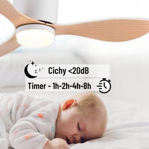 Duży Wentylator Sufitowy 105Cm Z Led, 3 Barwy Światła, Pilot I Aplikacja