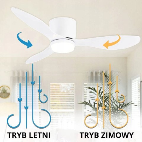 Duży Wentylator Sufitowy 105Cm Z Led, 3 Barwy Światła, Pilot I Aplikacja