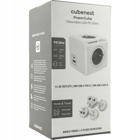 Listwa Zasilająca Cubenest Powercube 4 Gniazda + Usb-C Pd 20W Szara