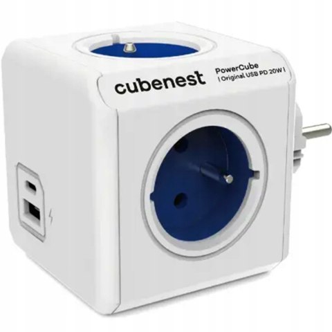 Listwa Zasilająca Cubenest Powercube Usb-C I Usb-A 4 Gniazda Typ E Niebieska