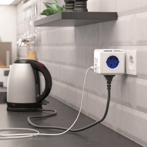 Listwa Zasilająca Cubenest Powercube Usb-C I Usb-A 4 Gniazda Typ E Niebieska