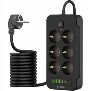 Listwa Zasilająca Tech-Protect, 6 Gniazd Schuko, 3X Usb-A, 3X Usb-C, 2M