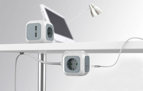 Magic Cube Przedłużacz 4 Gniazda 230V Usb 2.1A 1,4M Mocowanie Na Ścienie