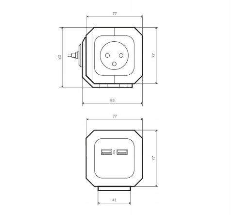 Magic Cube Przedłużacz 4 Gniazda 230V Usb 2.1A 1,4M Mocowanie Na Ścienie