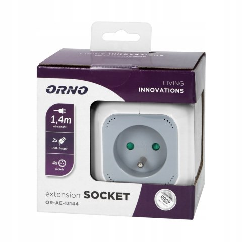 Magic Cube Przedłużacz 4 Gniazda 230V Usb 2.1A 1,4M Mocowanie Na Ścienie