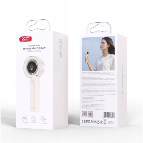 Mini Wiatracz Ręczny Usb-C 3000Mah 5 Trybów, Led Wyświetlacz, 16H Pracy