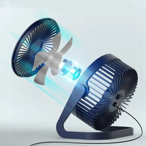 Mini Wiatraczek Usb Granatowy 360° Regulacji, Przenośny, Cichy Na Biurko