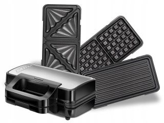 Opiekacz 3W1 1000W - Kanapki, Grill, Gofwy, Lampka I Nieprzywieralne Płytki