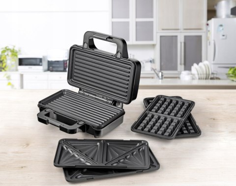Opiekacz 3W1 Lund 900W - Wymienne Płyty: Tosty, Gofry I Grill, 28X15 Cm