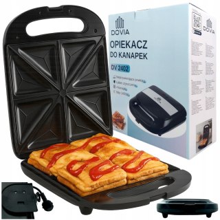 Opiekacz Do Kanapek 1400W Czarny Xl 4-Kanapkowy Z Nieprzywierającą Powłoką