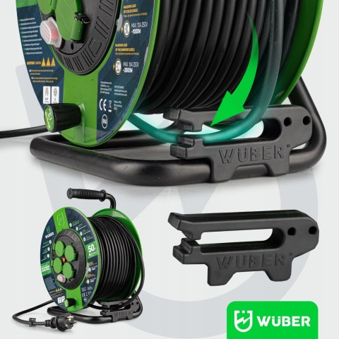 Przedłużacz Bębnowy 50M Metalowy 4 Gniazda Ip44 3X2,5Mm Kabel Wuber