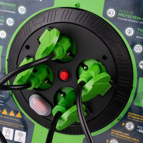 Przedłużacz Bębnowy 50M Metalowy 4 Gniazda Ip44 3X2,5Mm Kabel Wuber