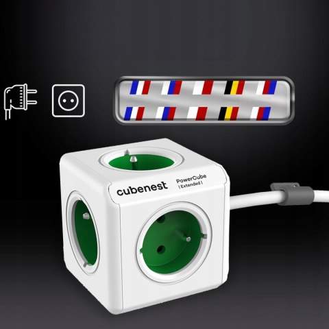 Przedłużacz Cubenest Powercube Extended 5X Gniazdo 1.5M Zielony