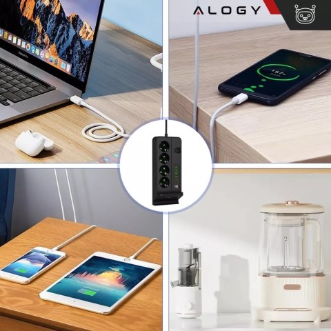 Przedłużacz Zasilający 4 Gniazda 4 Usb 2 Usb-C Ładowanie Qi 3M 3000W