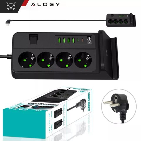Przedłużacz Zasilający 4 Gniazda 4 Usb 2 Usb-C Ładowanie Qi 3M 3000W