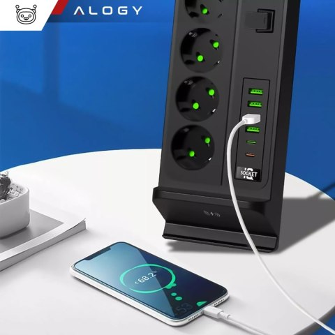 Przedłużacz Zasilający 4 Gniazda 4 Usb 2 Usb-C Ładowanie Qi 3M 3000W