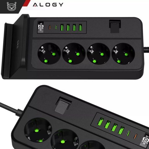 Przedłużacz Zasilający 4 Gniazda 4 Usb 2 Usb-C Ładowanie Qi 3M 3000W