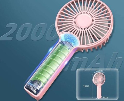 Ręczny Wentylator Mini Różowy Usb 3 Prędkości Bezprzewodowy Chłodzi Dłonie