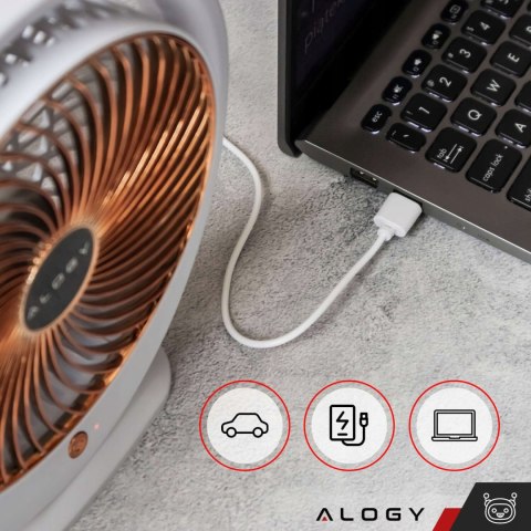 Wentylator Biurkowy Usb-C 1200Mah, Mały Cicho, 3 Poziomy Regulacja Kąta