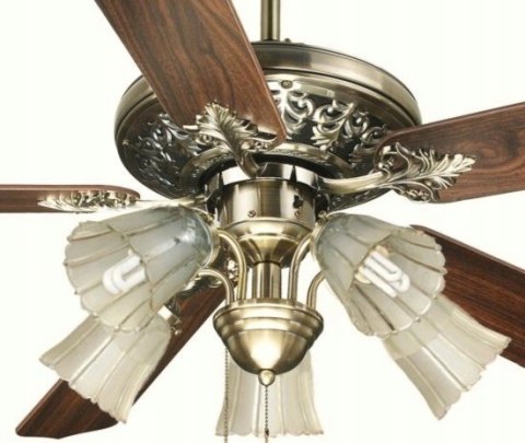 Wentylator Sufitowy 132Cm Retrogold - Antyczny Dąb, 5 Lamp, 3 Prędkości,60W