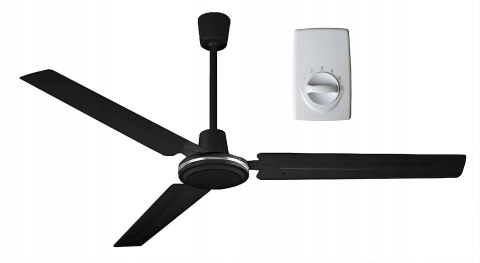 Wentylator Sufitowy 142 Cm Czarny Z Regulatorem Naściennym 5 Prędkości 11
