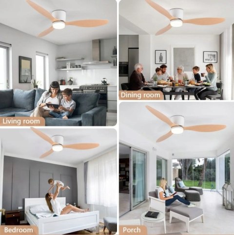 Wentylator Sufitowy Led 132Cm, 3 Barwy, Lato/Zima, 6 Trybów, Mocny + Pilot