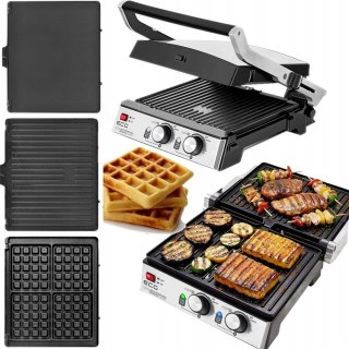 Grill Elektryczny 3W1 2000W - Gofry, Panini, Bbq, 4 Pozycje, Regulacja