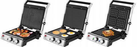 Grill Elektryczny 3W1 2000W - Gofry, Panini, Bbq, 4 Pozycje, Regulacja