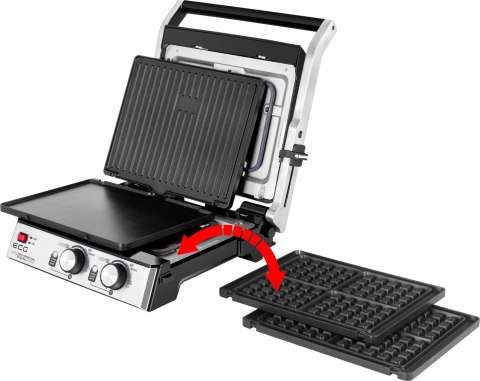 Grill Elektryczny 3W1 2000W - Gofry, Panini, Bbq, 4 Pozycje, Regulacja
