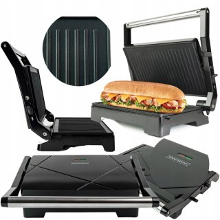 Grill Rozkładany 1000W Do Kanapek, Panini I Tortilla Z Non-Stick Powłoką