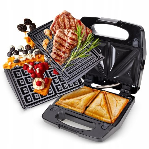 Opiekacz 3-W-1 800W Idealny Do Kanapek Grilla I Gofrownicy Nonstick Kamille