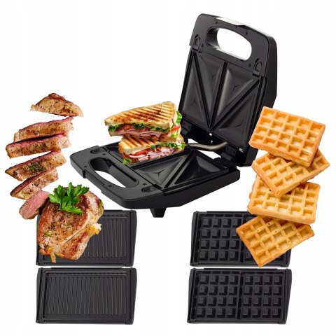 Opiekacz 3-W-1 800W Idealny Do Kanapek Grilla I Gofrownicy Nonstick Kamille