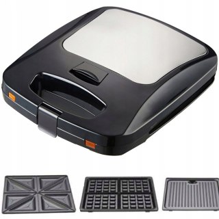 Opiekacz 3W1 1200W Czarny - Tosty, Panini, Gofwy I Grill, Łatwe Czyszczenie