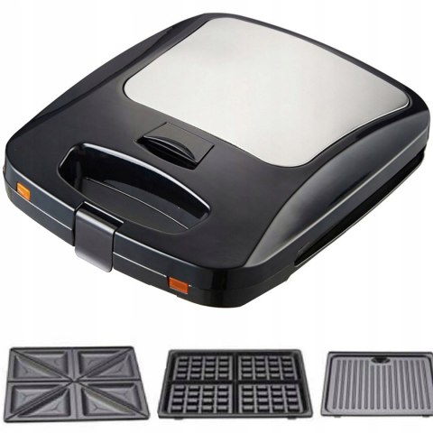 Opiekacz 3W1 1200W Czarny - Tosty, Panini, Gofwy I Grill, Łatwe Czyszczenie