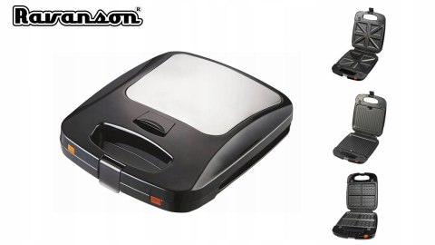 Opiekacz 3W1 1200W Czarny - Tosty, Panini, Gofwy I Grill, Łatwe Czyszczenie