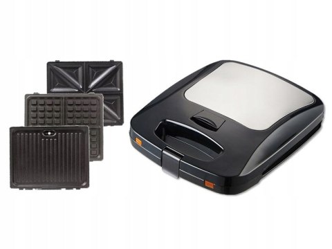 Opiekacz 3W1 1200W Czarny - Tosty, Panini, Gofwy I Grill, Łatwe Czyszczenie