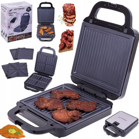 Opiekacz 3W1 1400W - Toster, Gofrownica I Grill - Do Wymiennych Wkładów