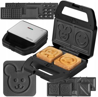 Opiekacz 6W1 800W - Panini, Tosty, Gofry, Grill, Ciasteczka I Orzeszki