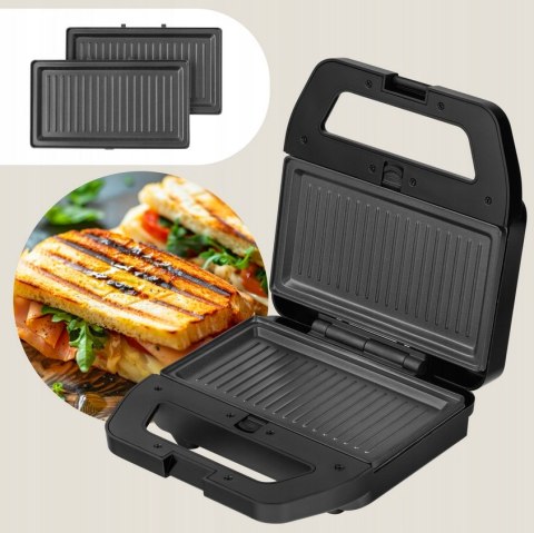 Opiekacz 6W1 800W - Panini, Tosty, Gofry, Grill, Ciasteczka I Orzeszki