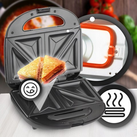 Opiekacz Do Kanapek 750W Ceramiczny Z Termostatem I Antypoślizgową Podstawą