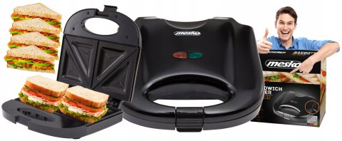 Opiekacz Do Kanapek 850W Sandwich Trójkąt, Termostat Nieprzywierające Płyty