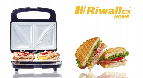 Opiekacz Do Kanapek Riwall Pro 700W, Nieprzywierające Płyty, Chłodny Uchwyt