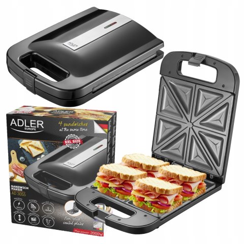 Opiekacz Do Kanapek Xxl 4X Miejsca 2000W, Non-Stick, Termostat, Sandwiche