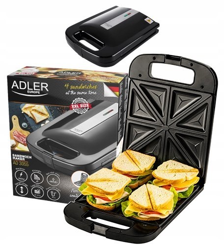 Opiekacz Do Kanapek Xxl 4X Miejsca 2000W, Non-Stick, Termostat, Sandwiche