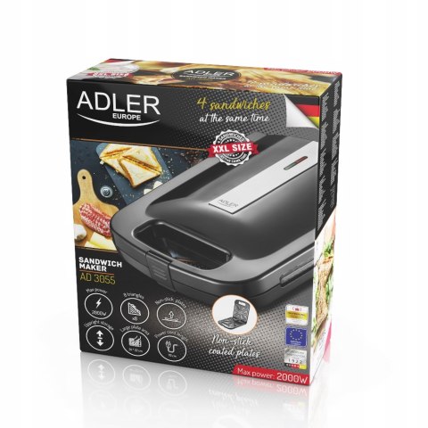 Opiekacz Do Kanapek Xxl 4X Miejsca 2000W, Non-Stick, Termostat, Sandwiche