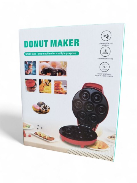 Opiekacz Do Pączków Donut Maker 800W 7 Otworów Domowy Bez Oleju Czerwony