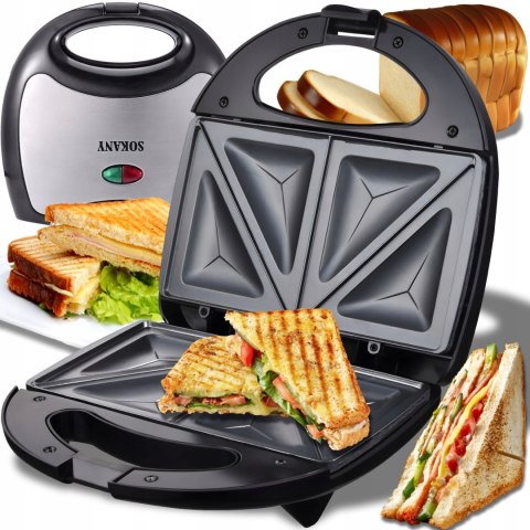 Toster Opiekacz 750W Do Kanapek - Kompaktowy, Bezpieczny, Z Non-Stick I Led