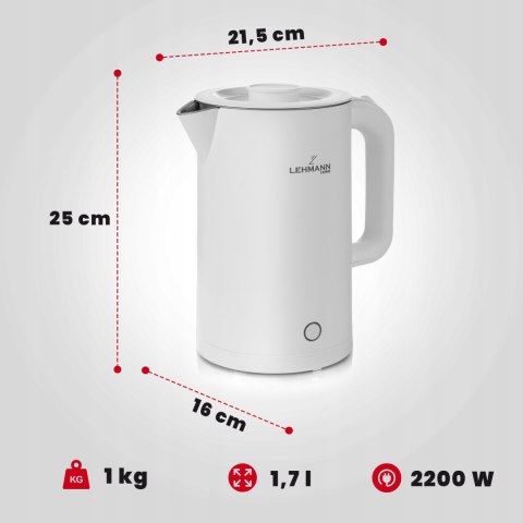 Czajnik Elektryczny Bezprzewod. 2200W 1,7L 360° Podstawa Auto Wyłączenie