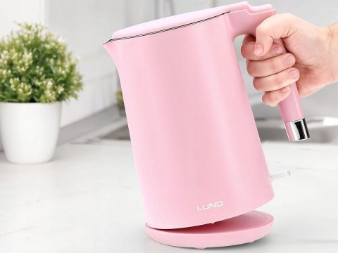 Czajnik Elektryczny Lund 2200W 1,5L Różowy Podwójne Ścianki Cool Touch